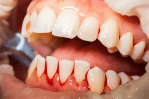 closeup of bleeding gums restorative treatment dentist in Virginia Beach Virginia
